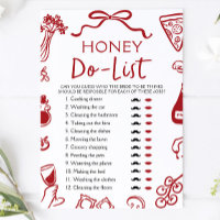 Red Italian Amore Honey Do List Bridal Shower Game