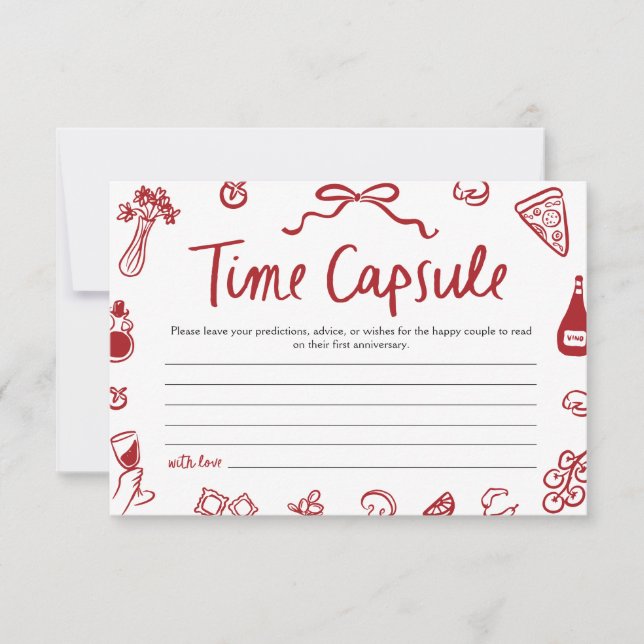 Red Italian Amore Time Capsule Bridal Shower Game Invitation (Front)