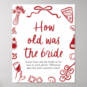 Red Italian Hand Drawn Guess How Old The Bride Poster