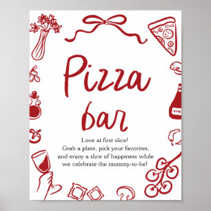 Red Italian Hand Drawn That's amore Pizza Bar Sign