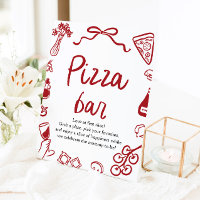 Red Italian Hand Drawn That's amore Pizza Bar Sign