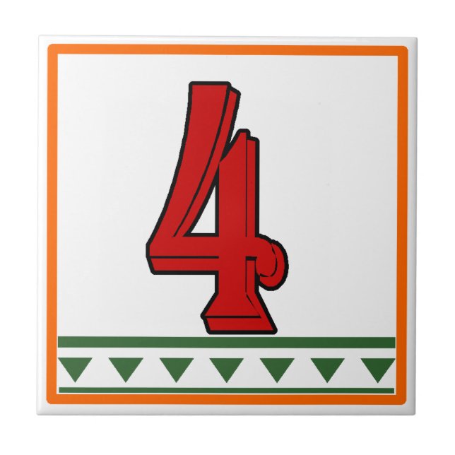 Red Italian House Signs Letters & Numbers Tile (Front)