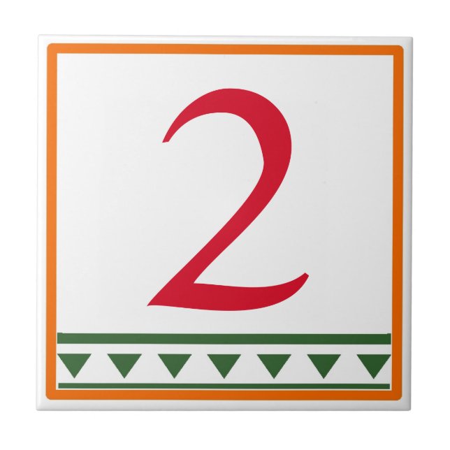 Red Italian Letters & Numbers Ceramic Tile (Front)