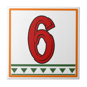 Red Italian Letters & Numbers Tile