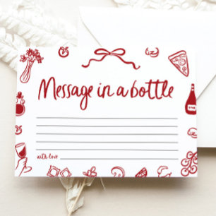 Red Italian Message in a bottle Bridal Shower Game Invitation