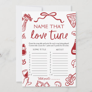 Red Italian Name That Love Tune Bridal Shower Game Invitation