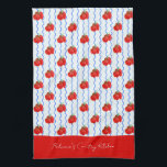 Red Italian Plum Tomatoes with Blue Wavy stripes Kitchen Towel<br><div class="desc">Hand-painted Italian plum tomatoes and wavy stripes in a fresh Mediterranean palette,  perfect for your farmhouse kitchen</div>