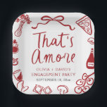 Red Italian That's Amore Pizza Engagement Party Paper Plate<br><div class="desc">🍕 That’s Amore Engagement Party Plates – Italian Pizza & Love in Every Bite! ❤️ Serve up romance (and maybe a slice or two!) with these whimsical red Italian That’s Amore engagement party paper plates. Featuring hand-drawn pizza, playful wine doodles, and charming amore details, they’re the perfect way to add...</div>