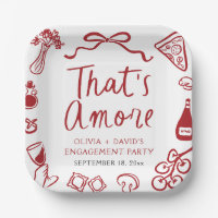 Red Italian That's Amore Pizza Engagement Party