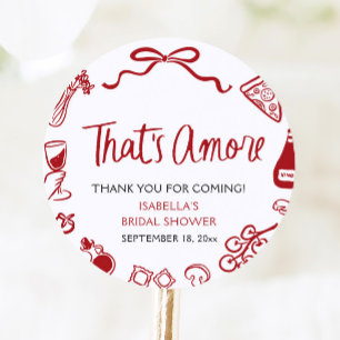 Red Italian That's Amore Pizza Pasta Bridal Shower Classic Round Sticker