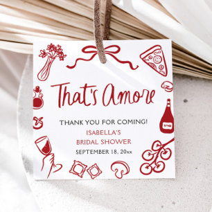Red Italian That's Amore Pizza Pasta Bridal Shower Favour Tags