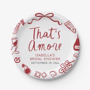 Red Italian That's Amore Pizza Pasta Bridal Shower Paper Plate