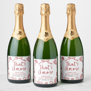Red Italian That's Amore Pizza Pasta Bridal Shower Sparkling Wine Label
