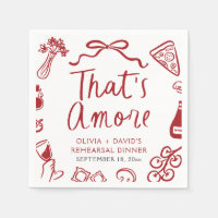 Red Italian That's Amore Pizza Rehearsal Dinner