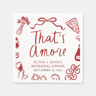 Red Italian That's Amore Pizza Rehearsal Dinner Napkin