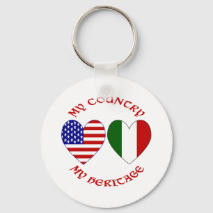 Red Italian USA Country Heritage Keychain