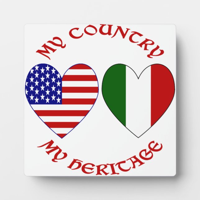 Red Italian USA Country Heritage Plaque (Front)