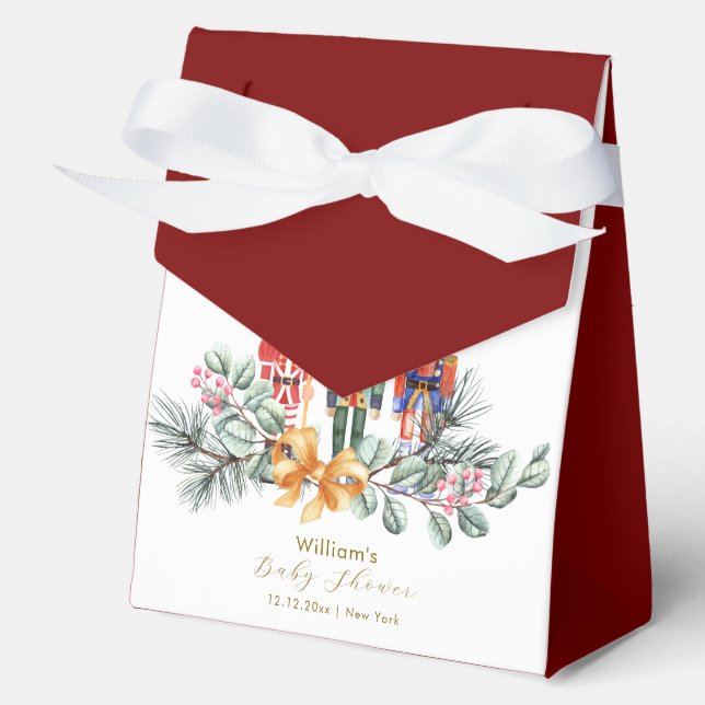 Red It's Cold Outside Nutcracker Baby Shower  Favor Box (Front)