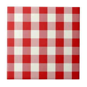 Red & Ivory Cottagecore Gingham Check Plaid Tile