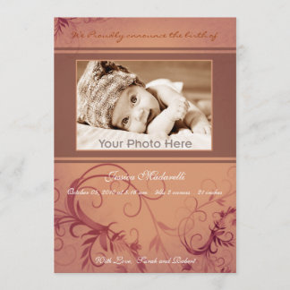 Red ivy baby girl birth photo announcement