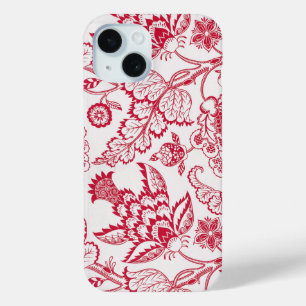 Red Jacobean print iPhone 15 Case
