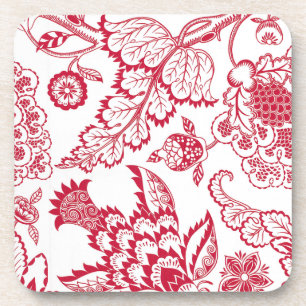 Red Jacobean print Coaster