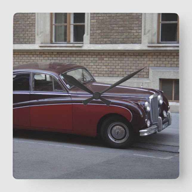 Red Jaguar Mark IX Square Wall Clock (Front)