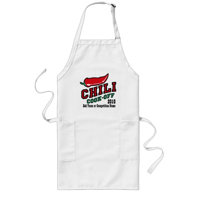 Red Jalapeno Chili Cook Off Competition Long Apron (Front)