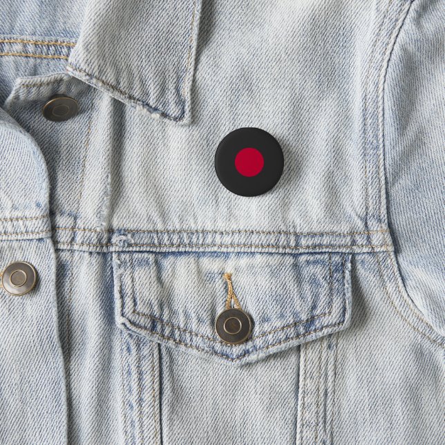 Red Japan Sun 1 Inch Round Button (In Situ)