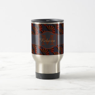 Red Japanese Antique Fans Elegant Personalised Travel Mug