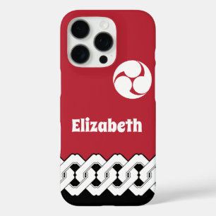Red Japanese Chain and Spiral Pattern iPhone 16 Pro Case