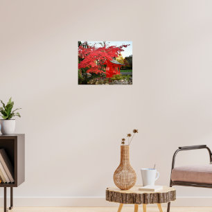 Red Japanese Garden Shinto Shrine Photographic Poster