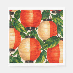 Red Japanese Paper Lantern Napkin