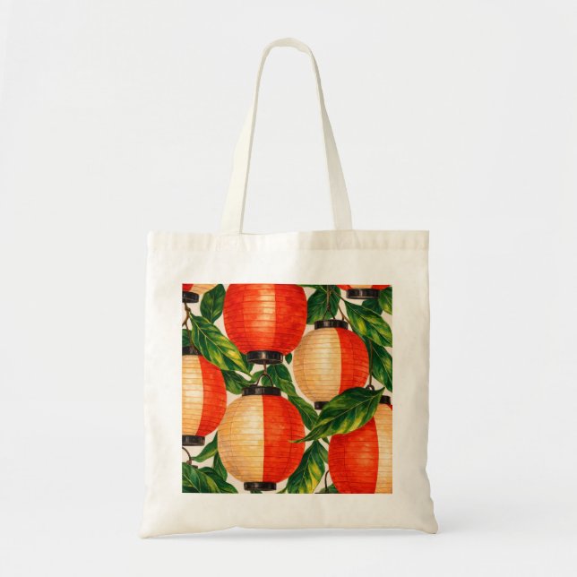 Red Japanese Paper Lantern Tote Bag (Front)