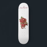 Red Japanese Snake Dragon Tattoo Style & Name Cool Skateboard<br><div class="desc">This cool skateboard featuring red Japanese dragon illustration would make an amazing gift for someone,  who's into skateboarding! Easily add the desired name by clicking on the "personalize this template" option.</div>