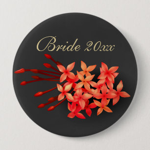 Red Jasmine Dark Tropical Wedding 4 Inch Round Button