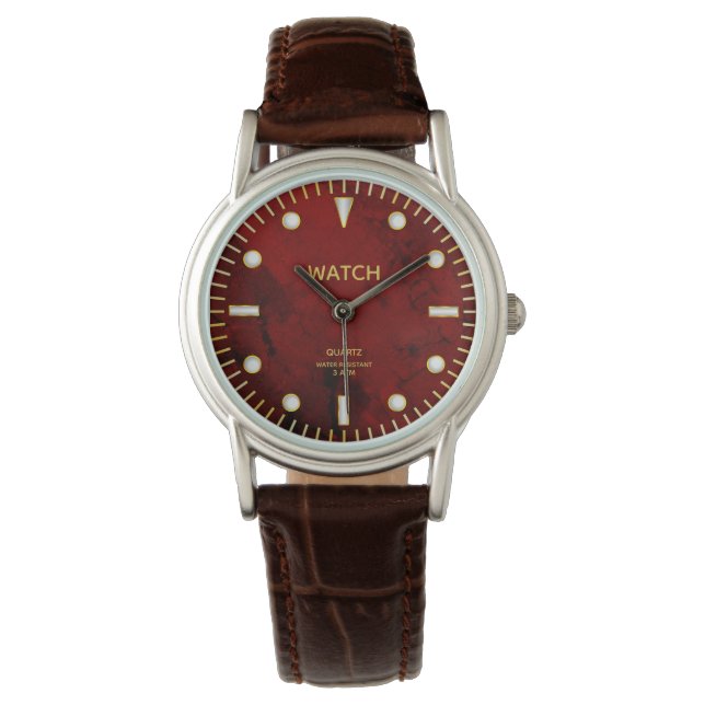 Red Jasper Jade Dial Custom Name Watch (Front)