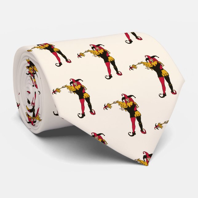 Red Jester April Fool's Day Tie (Rolled)