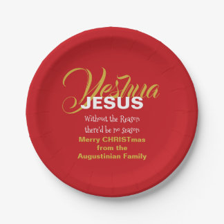 Red JESUS REASON SEASON Christmas Paper Plate