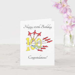 Red Jet Planes 100th Birthday Card