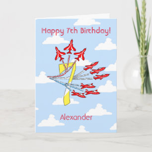 Red Jet Planes - 7th (Blue Sky) Birthday Card