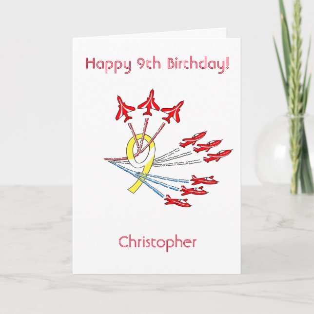 Red Jet Planes - 9th Birthday Card (Front)