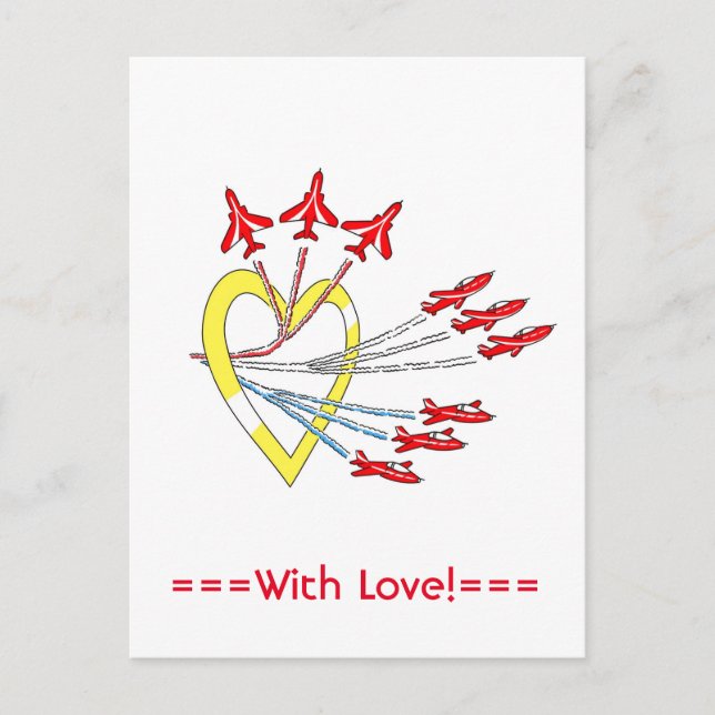 Red Jet Planes Heart Postcard (Front)