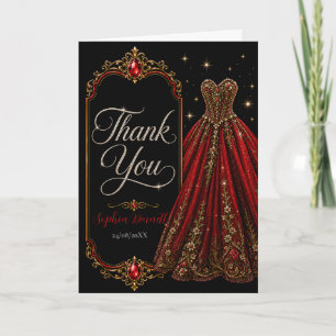 Red Jewel Sweet 16 Thank You Card