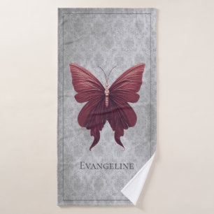 Red Jewelled Butterfly Bath Towel Set
