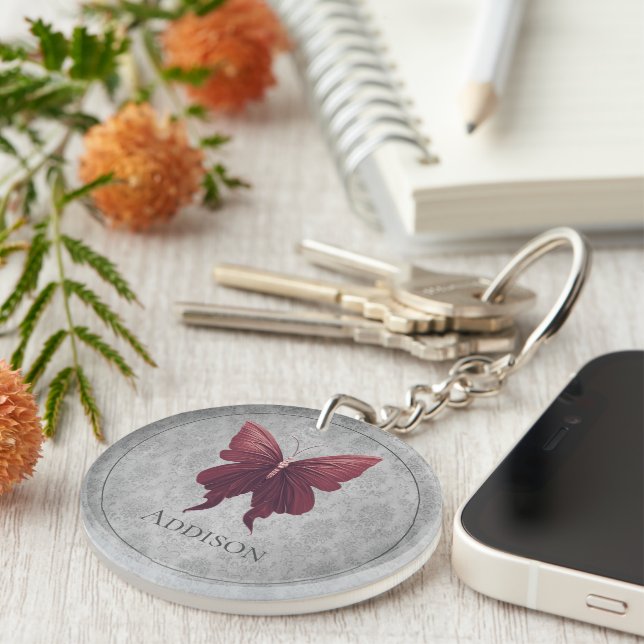 Red Jewelled Butterfly Keychain (Front Right)