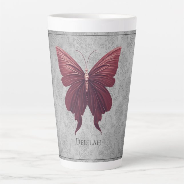 Red Jewelled Butterfly Latte Mug (Front)