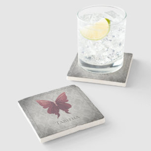 Red Jewelled Butterfly Stone Coaster