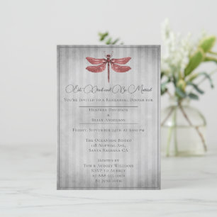 Red Jewelled Dragonfly Rehearsal Dinner Invitation