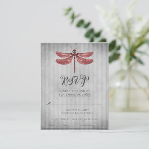 Red Jewelled Dragonfly Wedding RSVP